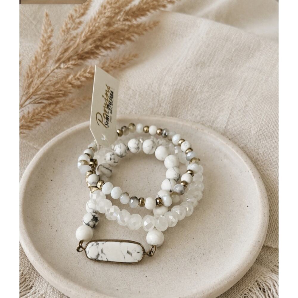 Pomina White Gold Stretch Bracelet Stack New